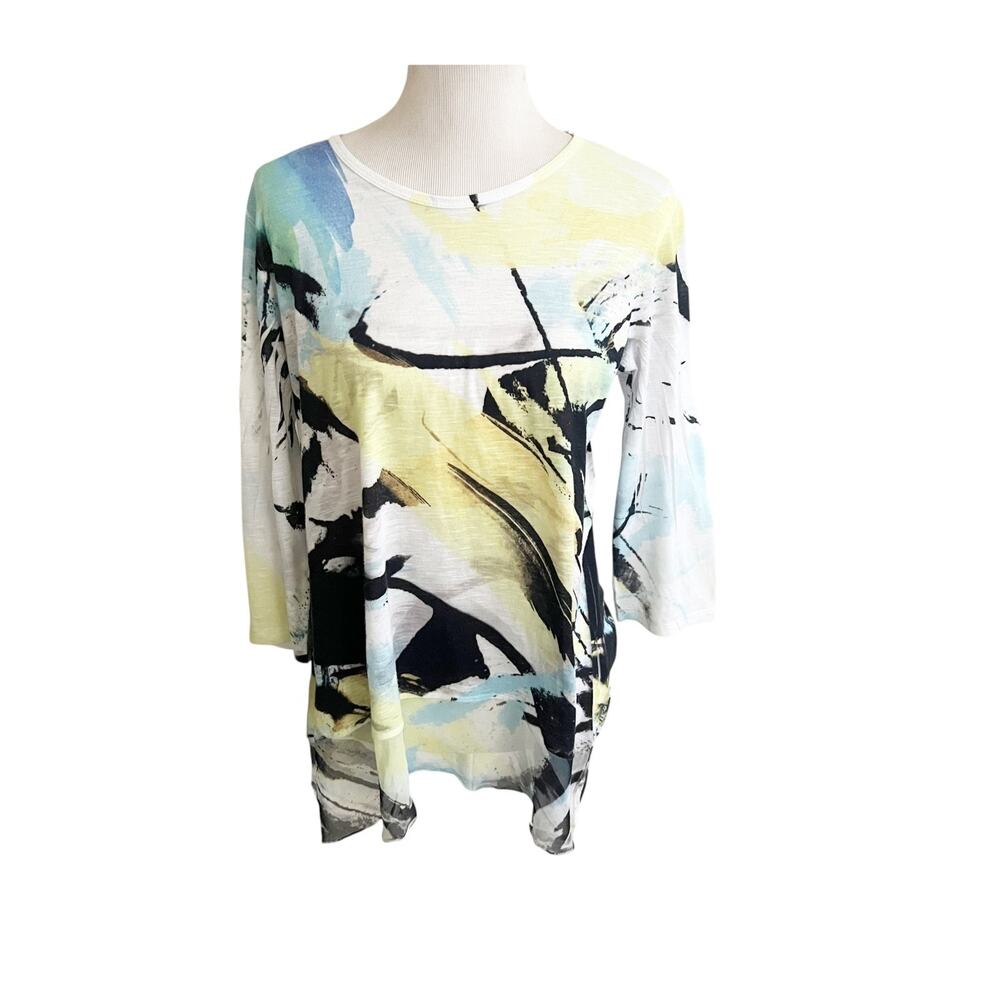 Jess and Jane Tunic Top Women's Medium Multi Artsy Brushstroke Print Teacher